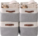 DECOMOMO Storage Baskets for Shelves - Fabric Closet Organizers and Storage Bins, Perfect Baskets for Organizing Closet Toys Nursery (Grey and White, Large - 4 Pack) by CozyNest Decor