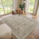 Washable 5x7 Area Rugs for Living Room, Boho Non-Slip Silicone Backing Rugs for Bedroom Dining Room Nursery Office, 0.3" Neutral Oriental Throw Carpet with 0.16" Cushioning Pad, Light Brown/Multi by TinyTreasures Baby Boutique