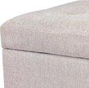 Adeco 18 Inch High Cube Ottoman Storage, Linen Chair Foot Stools, Upholstered Vanity Stool with Hinged Lid, Solid Wood Legs (Beige Grey) by CozyNest Decor