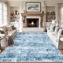 Area Rugs 10x14 Living Room - Washable Rug Modern Abstract Soft Large Neutral Non-Slip Carpet Indoor Floor Thin Carpets for Bedroom Dining Room Farmhouse Nursery Home Office Blue Grey by TinyTreasures Baby Boutique
