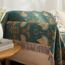 Boho Throw Blanket for Bed 80”x90”, 100% Cotton Woven Blanket for Couch Sofa, Ultra Soft 4-Layer Muslin Quilt with Bird Floral Printed, Farmhouse Bed Blanket/Cover for Living Room Decor by CozyNest Decor