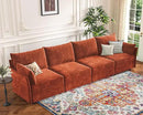 134.6" Modular Sectional Sofa, Oversized 4 Seater Terracotta Orange Couch with Removable Chenille Fabric Cover, Deep Seat & High Backrest for Living Room, Office & Apartment by CozyNest Decor