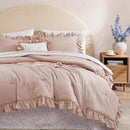 Full Comforter Set - 7 Pieces Ruffle Pink Bedding Sets, Shabby Chic Farmhouse Bed in a Bag Full with Ruffle Comforter, Floral Sheets, Pillowcases & Shams by CozyNest Decor