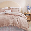 King Comforter Set - 7 Pieces Ruffle Pink Bedding Sets, Shabby Chic Farmhouse Bed in a Bag King with Ruffle Comforter, Floral Sheets, Pillowcases & Shams by CozyNest Decor