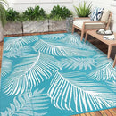 Pauwer Waterproof Outdoor Rug 6x9, Reversible Plastic Straw Patio Camping Rug, Indoor Outdoor RV Mat Carpet for Deck, Camper, Porch, Balcony, Backyard, Picnic, Leaf Teal by GreenHaven Gardens