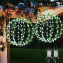 Flacchi Hanging Iron Sphere Lights with Artificial Greenery – 12Inch 120 LED Waterproof Outdoor/Indoor Decor Ball Light with Timer & 8 Modes – 2 Pack for Garden, Christmas, Weddings (Cool White) by GreenHaven Gardens
