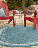 Unique Loom Outdoor Border Collection Area Rug - Soft Border (5' 1" x 8' Oval, Teal/ Ivory) by GreenHaven Gardens