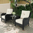 3 Pieces Outdoor Patio Furniture Sets with Single Chairs with 6-inch Thick Cushion and Side Table for Deck Lawn by GreenHaven Gardens