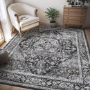 AMOAMI-4X6 Area Rugs for Living Room -Soft Vintage Bedroom Rug-Non Slip Washable Rug-Throw Rugs for Living Room Bedroom Bedside Dining Room Office Dark Grey & Black by CozyNest Decor