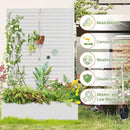 Trellis for Climbing Plants Outdoor，Mental Garden Bed with Drainage Holes Outdoor Privacy Screen Design Tall planters for herb Flower Vegetables 73"x47"x16", White-Louvered by GreenHaven Gardens