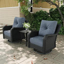 3 Pieces Outdoor Patio Furniture Sets with Rocking Swivel Chairs with 6-inch Thick Cushion and Side Table for Deck Lawn by GreenHaven Gardens