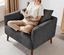 Oversized Accent Chair Modern Boucle Armchair for Living Room- 37" Wide Accent Chair with Solid Wood Legs, Dark Gray Upholstered Lounge Chair for Bedroom & Office, Cozy Reading Chair (Easy Assembly) by CozyNest Decor
