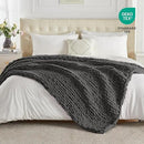 Carriediosa Chunky Knit Throw Blanket 50" X 60", 100% Hand Made Large Chenille Loop Yarn Soft Fluffy Throws for Couch Sofa Bed, Big Crochet Cozy Heavy Thick Cable Woven Blankets, Dark Grey by CozyNest Decor