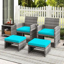 Tangkula 2 Pieces Patio PE Rattan Ottomans, Multipurpose Outdoor Footstool Footrest Additional Seating Side Table with Soft Zippered Cushions for Deck, Garden, and Yard (Turquoise) by CozyNest Decor