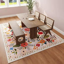 Living Room Rug 5x7 Rug Machine Washable Boho Area Rug Non Slip Floral Vintage Low Pile Large Rugs for Living Room, Bedroom, Farmhouse, Dining Room, Kids Playroom(Beige) by CozyNest Decor