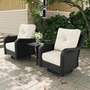 3 Pieces Outdoor Patio Furniture Sets with Rocking Swivel Chairs with 6-inch Thick Cushion and Side Table for Deck Lawn by GreenHaven Gardens