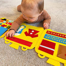 Felt Train Busy Board for Toddlers 2-4 Year Old - Montessori Busy Board with 22 Sensory Toys to Fine Motor Skills - Toddler Travel Toys by TinyTreasures Baby Boutique