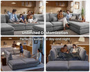 Oversized Modular Sofa, Extra Deep Cloud Chenille Sectional Couch with Ottoman Chaise, Fluffy Chenille 4 Seat L-Shaped Sofa for Living Room, Villa (L Shape 4 Seater, Chenille Grey) by CozyNest Decor