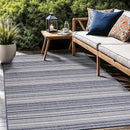 Stripe Outdoor Rug 9x12 Washable Outside Carpet for Indoor Patio Porch Waterproof Easy Cleaning Non Shedding Area Rugs Blue 9 x 12 by CozyNest Decor