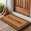 Barnyard Designs Natural Coco Coir Heavy Duty Backing Doormat - Large Cute Non-Slip Front Door Welcome Mat for Outside Entrance or Porch Entry, Brown (17x30, Welcome) by CozyNest Decor