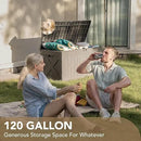 Devoko 120 Gallon Deck Box Resin Outdoor Storage Box Waterproof for Patio, Large Outdoor Storage Bench Lockable for Outside (Brown) by GreenHaven Gardens