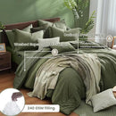 Monbix King Size Comforter Set, Olive Green King Bed Set Reversible, King Size Comforter Set 7 Pieces, Cationic Dyeing Bed in a Bag with Comforter, Sheets, Pillowcases & Shams by CozyNest Decor