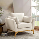 Large-Sized Accent Chair, Thick Cushion Bedroom Reading Chair, Comfortable Living Room Single Sofa， Linen Gray by CozyNest Decor