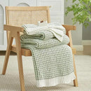 Amélie Home Chenille Waffle Throw Blanket for Couch, Reversible Pineapple Stitch Knit Soft Cozy Knit Blanket Lightweight Warm Decorative Throw for Sofa, Bed, Living Room, 60 * 80", Sage Green&Ivory by CozyNest Decor