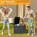 120 Gallon Deck Box,Resin Outdoor Storage Box with Lockable for Patio Furniture, Pool Accessories, Garden Tools Waterproof Outside Storage Box, Black by CozyNest Decor