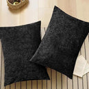 CaliTime Throw Pillow Covers Decorative 20 X 26 Inches Pack of 2 Cozy Chenille Standard Pillow Shams Cases for Couch Sofa Bed Living Room Home Black by CozyNest Decor