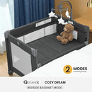 2-in-1 Pack and Play with Mattress,Baby Bassinet Bedside Sleeper, Bedside Bassinet & Baby Playpen, Easy Folding Portable Crib for Newborn to Toddlers (Dark Grey) by TinyTreasures Baby Boutique