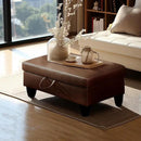 Ottoman Rectangular Storage Ottoman Bench, Faux Leather Footrest, Coffee Table, Stool Footstool with Hinged Lid for Living Room, Bedroom, Entryway, Brown, 28.5"x19"x17.5"
