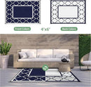 GENIMO 4' x 6' Outdoor Rug Waterproof for Patio Decor, Foldable Reversible Plastic Straw Area Rugs Mat for Camper, Outside Carpet for Rv, Deck, Porch, Picnic, Beach, Balcony, Blue & White by GreenHaven Gardens