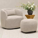 KINWELL 34" Wide 2 Boucle Swivel Barrel Chairs and 2 Ottomans Set, Fully Assembled Sherpa Accent Chairs and Footrest Set, Modern Comfy Armchairs and Footstool for Living Room and Bedroom, Taupe by CozyNest Decor