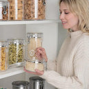 Oggi Clear Canister Airtight 72oz - Clamp Lid & Spoon - Airtight Food Storage Container, for Kitchen & Pantry Storage of Bulk, Dry Foods, Pasta, Flour, Sugar, Coffee, Rice, Tea, Spices & Herbs by CozyNest Decor