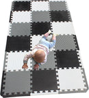 MQIAOHAM® 18 Pieces + 18 Edges Puzzle Play Mats, Soft Baby Play Mat, Kids Interlocking Foam Floor Tiles, Toddlers Carpet Playmats XZ301018-101104112 by TinyTreasures Baby Boutique