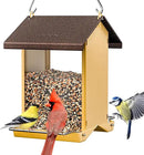 iBorn Bird Feeders for Outdoors,Bird House Feeder with Weatherproof Metal Roof & 8 Drain Holes,Fully Detachable Birdfeeder Design,Easy Clean & Refill,Chew-Proof PC Windows,1.5 Lbs Capacity,Coffee Roof by GreenHaven Gardens
