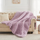 Carriediosa Chunky Knit Throw Blanket 50" X 60", 100% Hand Made Large Chenille Loop Yarn Soft Fluffy Throws for Couch Sofa Bed, Big Crochet Cozy Heavy Thick Cable Woven Blankets, Purple by CozyNest Decor