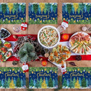Christmas Pine Trees Placemats Set of 6 Plastic Table Mats Xmas Ball Ornaments Snowflakes Place Mats Holiday Pine Trees Winter Table Decoration for Indoor Outdoor Party Kitchen Dining by CozyNest Decor