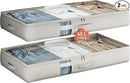 Under Bed Storage Containers with Window, Closet Organizers and Storage Bags, Foldable Underbed Storage Bags for Blankets, Clothing, Comforter, Linen Sheets, Wrapping Paper, 2 Pack, Grey by CozyNest Decor