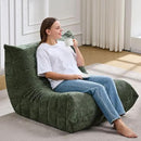 Bean Bag Chairs for Adults Giant Bean Bag Chair Memory Foam BeanBag Chair Big Bean Bag Sofa with Filler Faux Fur Fireside Beanbags Lazy Sofa for Living Room Bedroom Dorm Office (Green Chenille) by CozyNest Decor