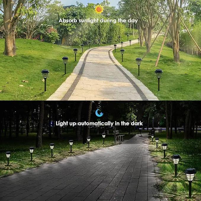 10 Pack Solar Pathway Lights Outdoor - Bright Solar Powered Garden Lights with Warm White LED, Auto On/Off Waterproof Path Lights Decorative, Landscape Lighting for Yard Patio Walkway Driveway, photo 4 of 7