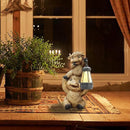 Highland Cow Statues with Solar Lights, Highland Cow Resin Figurine Lights, Highland Cow Ornaments for Patio, Balcony, Indoor Decoration and as Gifts by GreenHaven Gardens