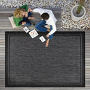 CAMILSON Indoor Outdoor Rug, 8x10 Bordered Dark Gray Black Modern Area Rugs for Indoor and Outdoor Patios, Kitchen and Hallway Mats, Washable Porch Deck Outside Carpet (Bordered Black, 8 x 10) by GreenHaven Gardens