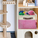 SIMPLE HOUSEWARE Large Fabric Storage Bin, 15" x 11" with Leather Like Handles, 3 Pack, Pink by CozyNest Decor