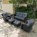 6 Pieces Outdoor Patio Furniture Sets with Rocking Swivel Chairs with 6-inch Thick Cushion and Side Table for Deck Lawn by GreenHaven Gardens