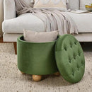 Furniliving Upholstered Button Tufted Round Ottoman, Velvet Storage Ottomans Round, Removable Lid Convenient Footstools, Bedroom Ottoman with Storage for Vanity, Living Room, Green by CozyNest Decor