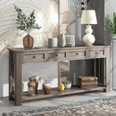 Solid Wood Console Table,Long Sofa Table Entryway Table with 4 Drawers and Bottom Shelf for Hallway Living Room Couch Table,Fully Assembled (63" Gray Wash) by CozyNest Decor