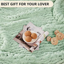 L'AGRATY Chunky Knit Blanket Throw: 60''x80'' Chenille Chunky Knitted Throw Blanket for Bed Couch - Handmade Thick Big Cable Knit Blanket - Large Crochet Rope Blanket for Home Decor(Milky Green) by CozyNest Decor