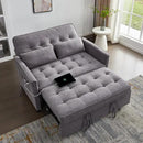 Convertible Sofa Bed, 3 in 1 Pull Out Couch, Loveseat Sleeper with Side Pocket, Living Room Sofa with Adjustable Backrest | USB Charging Port | Two Pillows | Towel Fabric | Dark Gray by CozyNest Decor